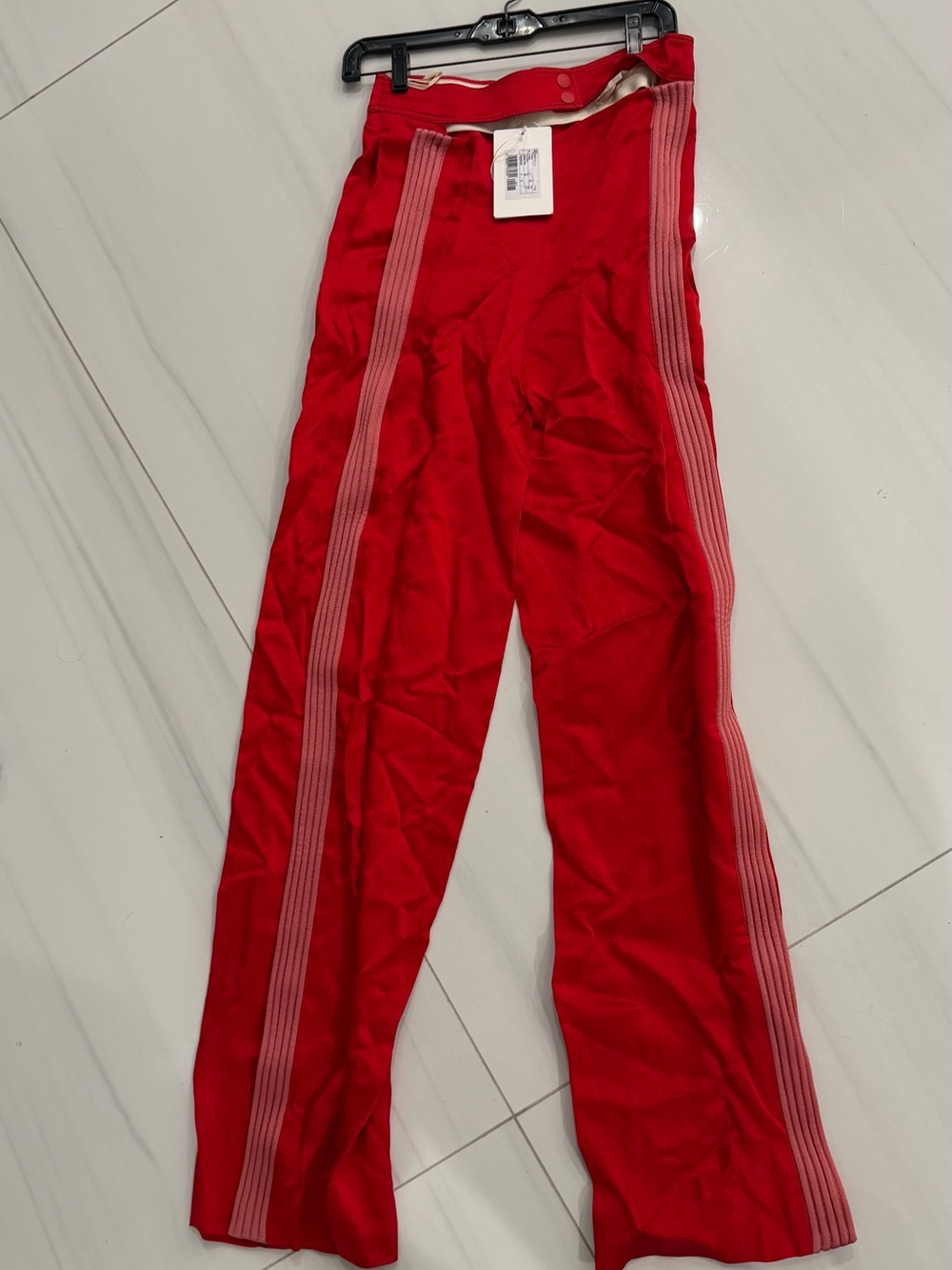 New Valentino Red Track Pants with Contrast Side Stripes